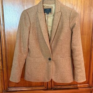 J. Crew Women's Parke 100% Wool Herringbone Tan Blazer